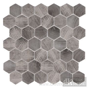 Hexagon Wood Look Hexagon Tile Mosaic